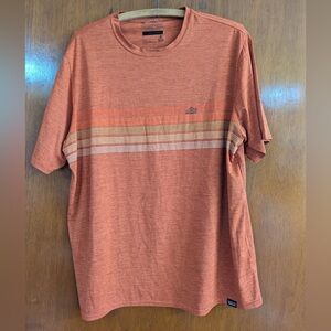 Patagonia Men's Capilene Cool Daily Orange Striped Crew Neck Shirt - L